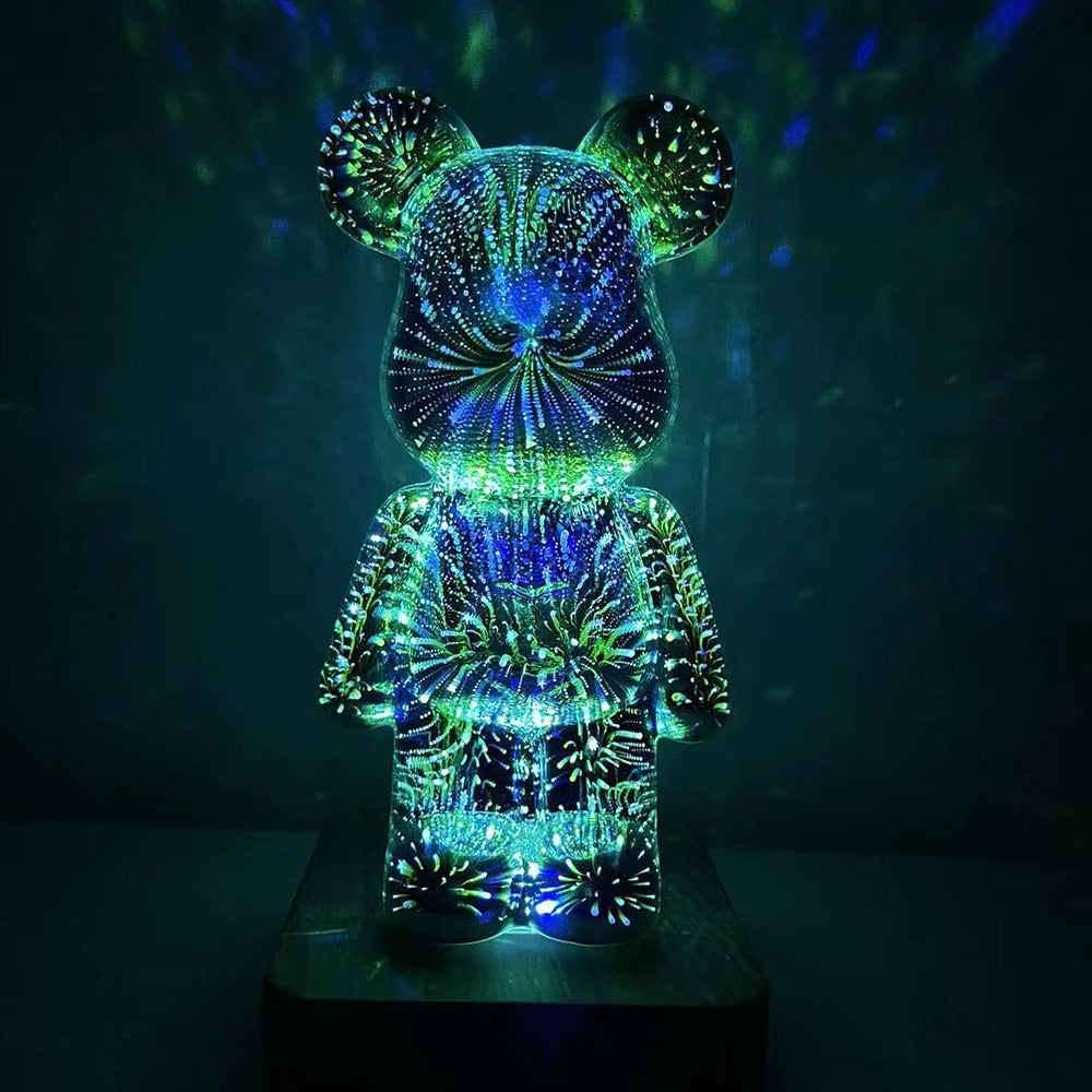GlowBear™ 3D Fyrverkeri Björn Nattlampa